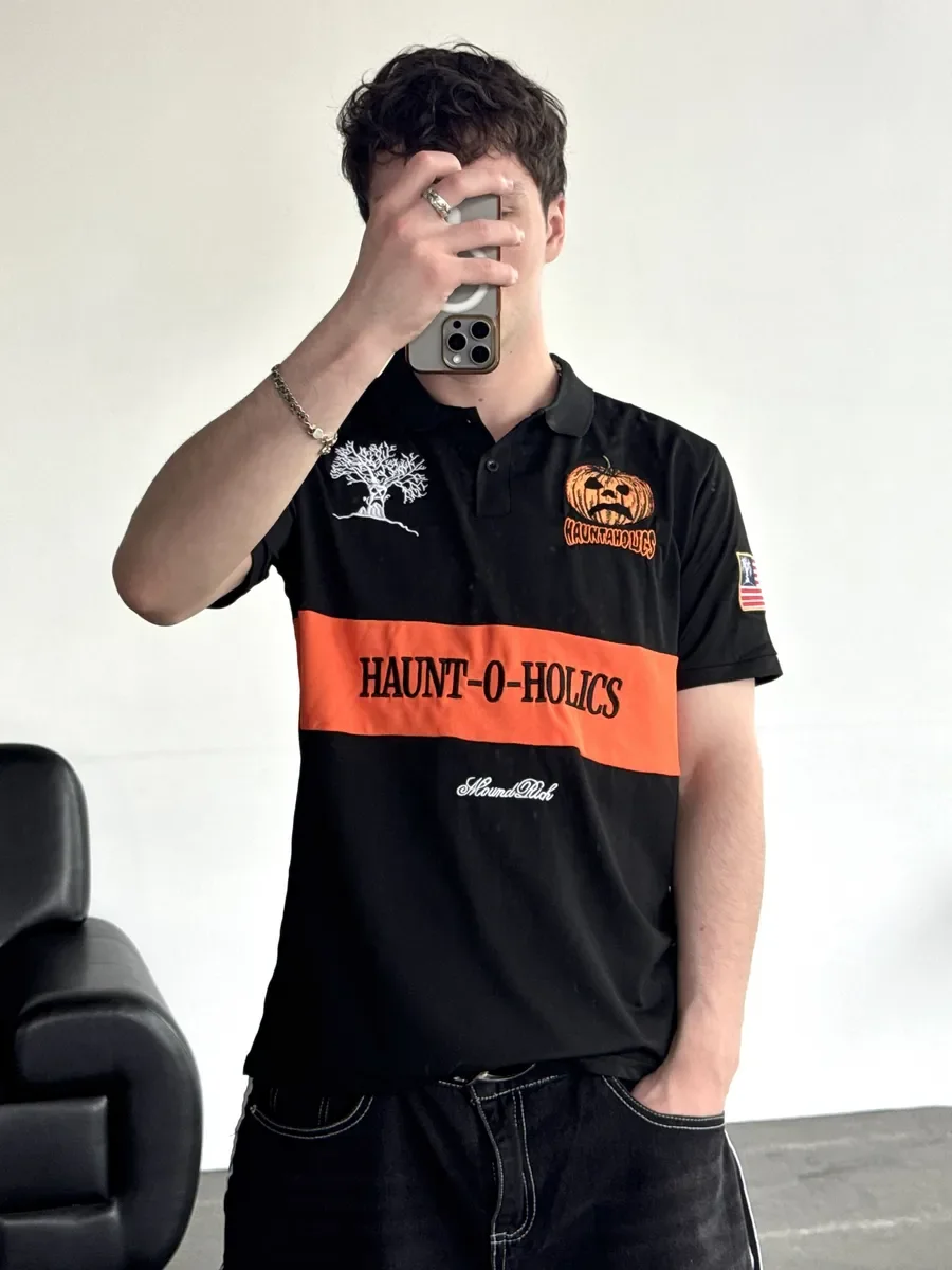 Футболка Поло Haunted Mound Hauntaholics Sematary Y2k Tshirt Mens