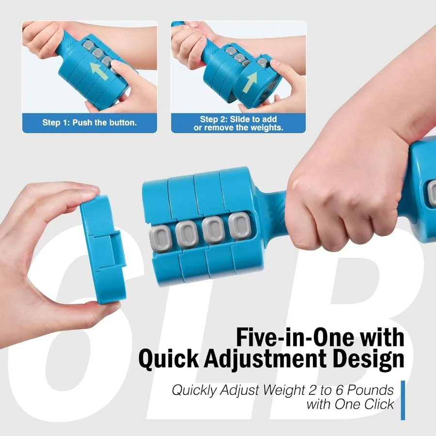 Adjustable Weight Dumbbells Set of 2, 8 in 1 Hand Weights for Women 2lb/3lb/4lb/5lb/6lb Dumbbell Weights Set 12 lbs/Pair Hand We