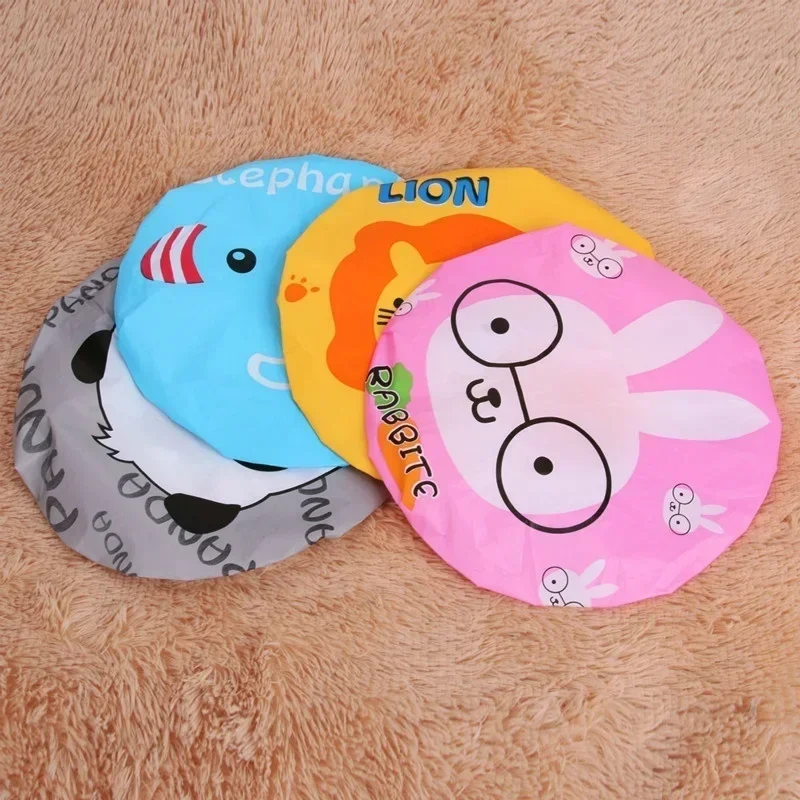 4 Pcs/lot Random Style Lovely Cartoon Women Shower Caps Colorful Bath Shower Hair Cover Adults Waterproof Bathing Cap Animal