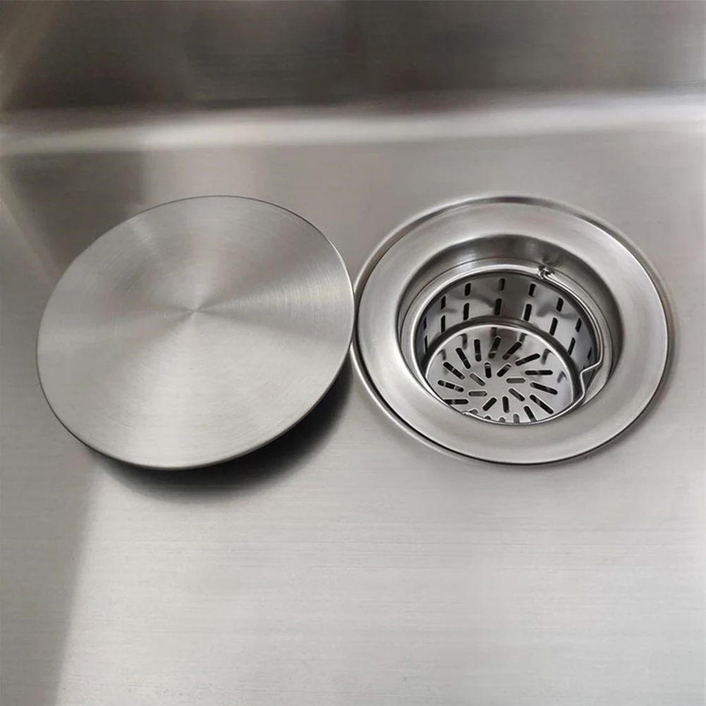 Sink Drain Cover Stainless Steel Kitchen Drain Seal Cover Sink Accessory 110/140mm Drainer Seal Stopper Drainage Tank