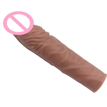 Realistic Penis Sleeve Extender Reusable Dildos Condom Delay Ejaculation Dick Enlargement Adults Dildo Sex Toys For Men Couples 6