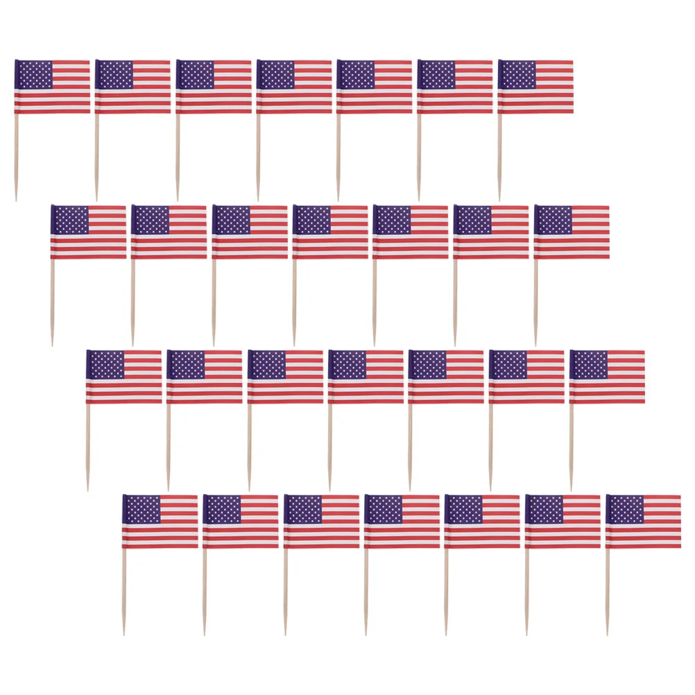 

Americans Flags Flag Stick Cupcake Topper Picks Red White America Country Decor Fruit Toothpick Appetizer Cocktail Skewer Blue