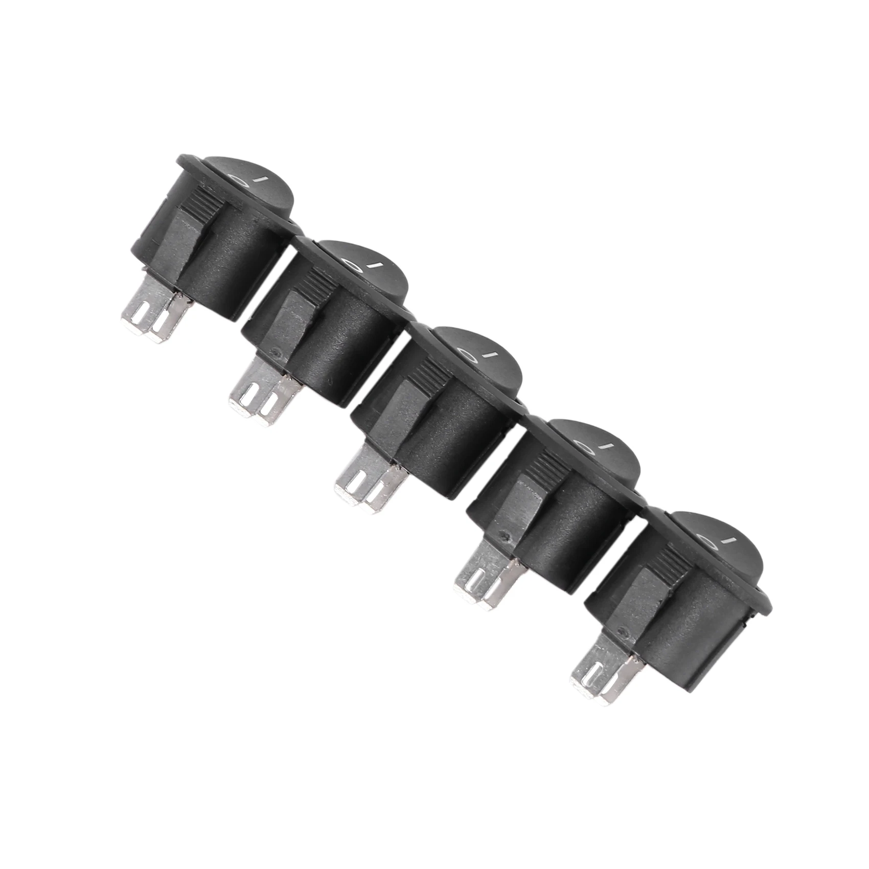 BAAE 5 Pcs SPST 검정색 버튼 켜기/끄기 라운드 로커 스위치 AC 6A/125V 3A/250V