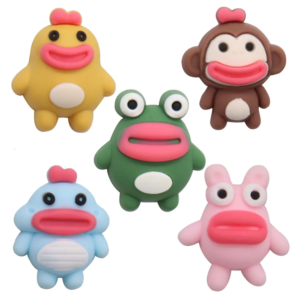 

1-5PCS PVC Animals Croc Jibz Buckle Kawaii Frog Duck Monkey Rabbit Dinosaur Shoe Charms Silicone Croc Slipper Accessories