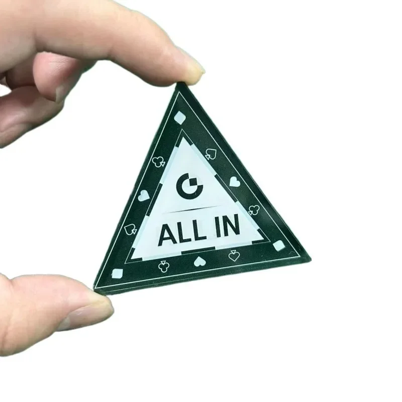 1 Pcs Triangle Poker ALL IN Chip Acrylic Dealer Buttons Chips Tokens Parties Casinos Home Games Crystal Poker Accessories poker chips