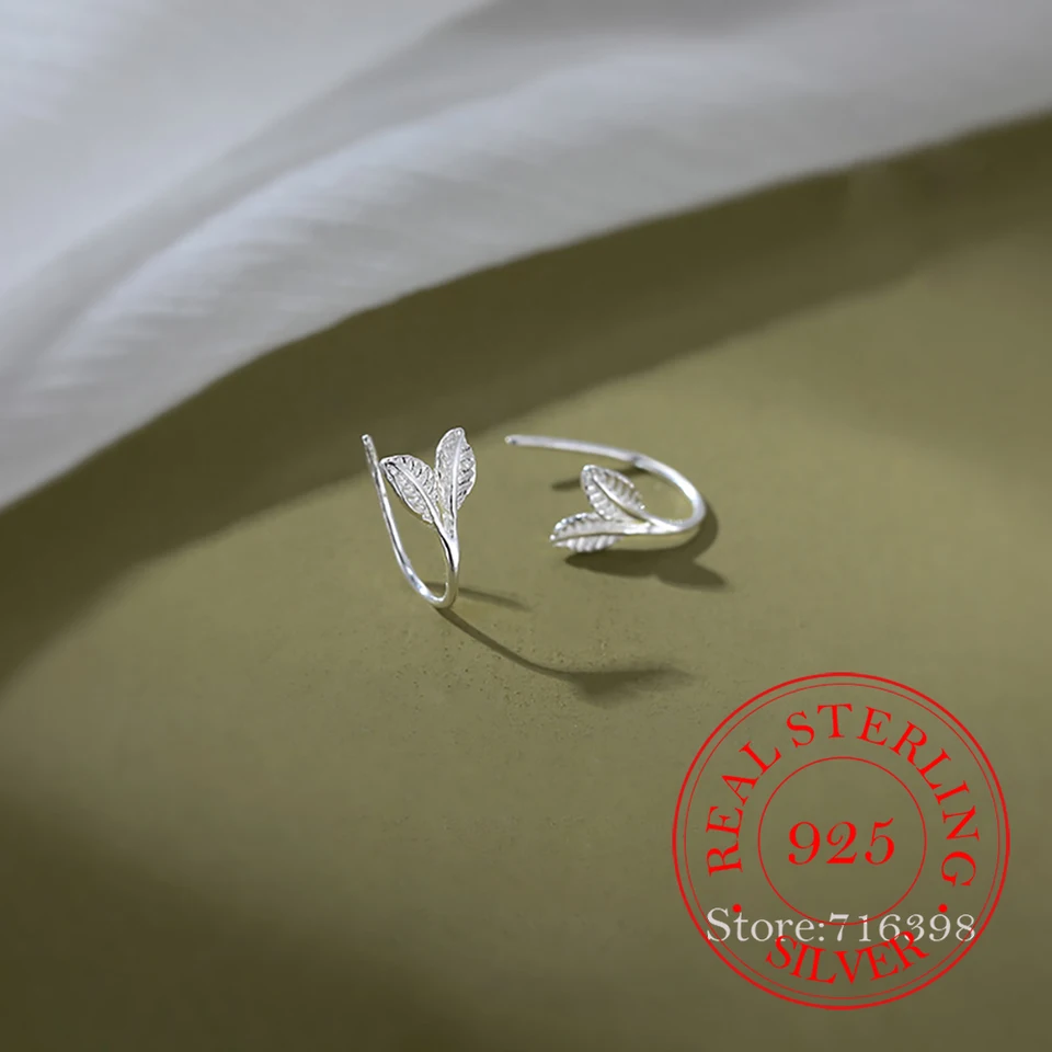 Orecchini a bottone a forma di foglia in argento sterling - Orecchini a bottone a forma di ramo d'albero - Orecchini carini, divertenti, stravaganti e botanici - Italia