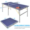 6 ft Blue Foldable Table Tennis Table Set, Portable Ping Pong Table with Net, 2 Paddles and 3 Balls