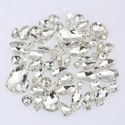 Elegant Mixed Shape Crystal Glass Rhinestones with Silver/Gold Claw - 60pcs (Sliver Crystal)