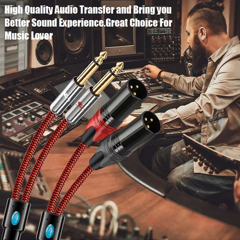 Cabo de Áudio Hifi para Amplificador Console Mixer Cabos Blindados Ofc Dual in ts Mono Jack 635 mm a Xlr Macho de Pinos 1m 2m 3m - Image 6