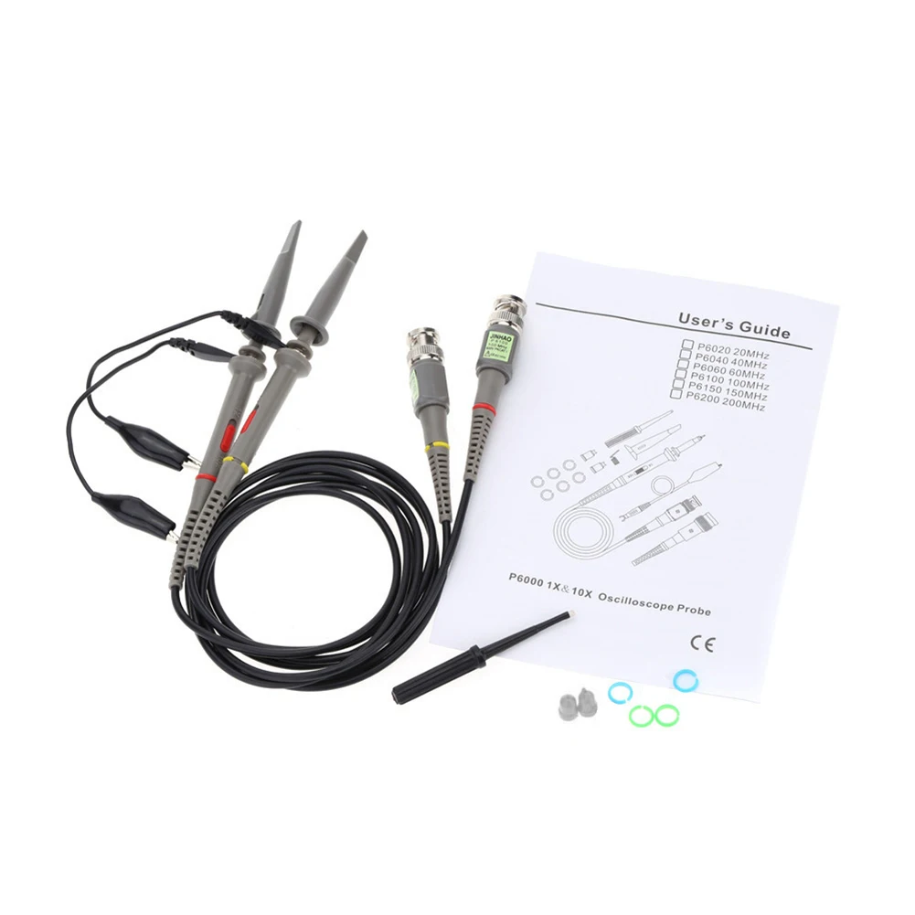 2PC 100MHz BNC Oscilloscope Probe Kit Pluggable Accessories Pro High Precision Scope Analyzer Clip Testing Probes