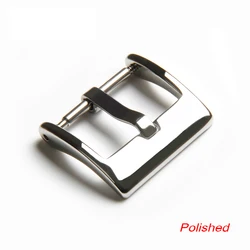 Sleek Stainless Steel Watch Band with Solid Square Button Clasp - Available in Silver, Black, and Rose Gold - 20mm (Polished Silver)