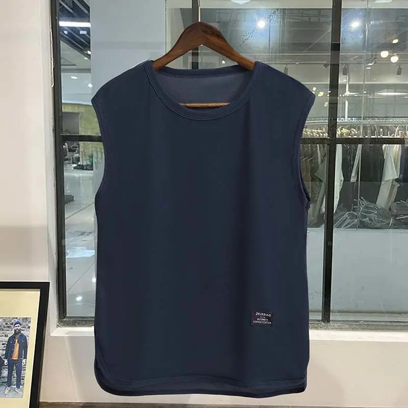 Pure Cotton Sports Vest Men Summer Outdoor Wear American White Trendy Fitn No Sve T-irt Loose Fit Youth Faion