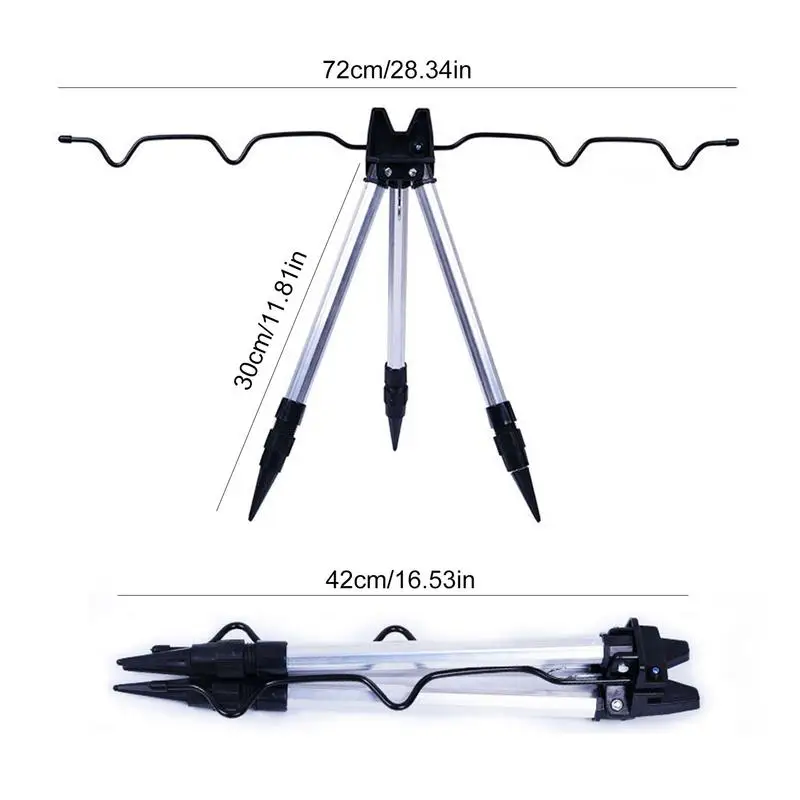 Fishing Rods Stand Tripod Holder Telescopic Aluminum Alloy Fishing Pole Bracket 4 Groove Fishing Rods Holder Fishing Accessories
