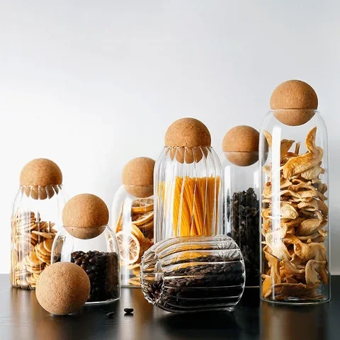 

Open Ball cork lead-free glass jar with lid bottle storage tank sealed tea cans cereals transparent storage jars coffee contains