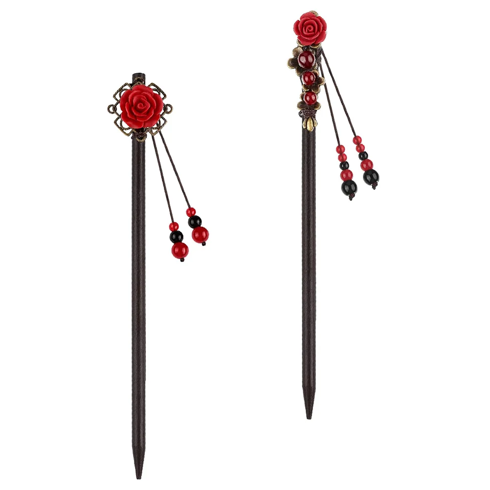 

2 Pcs Hairpin Barrettes Chinese Sticks Bun Maker Accessories Wood Pins for Hairstyles Buns Miss Chopsticks Wedding