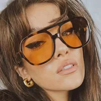 Lunettes de soleil carrées à grande monture pour hommes et femmes, monture légère, noires, jaunes, avec protection UV 2