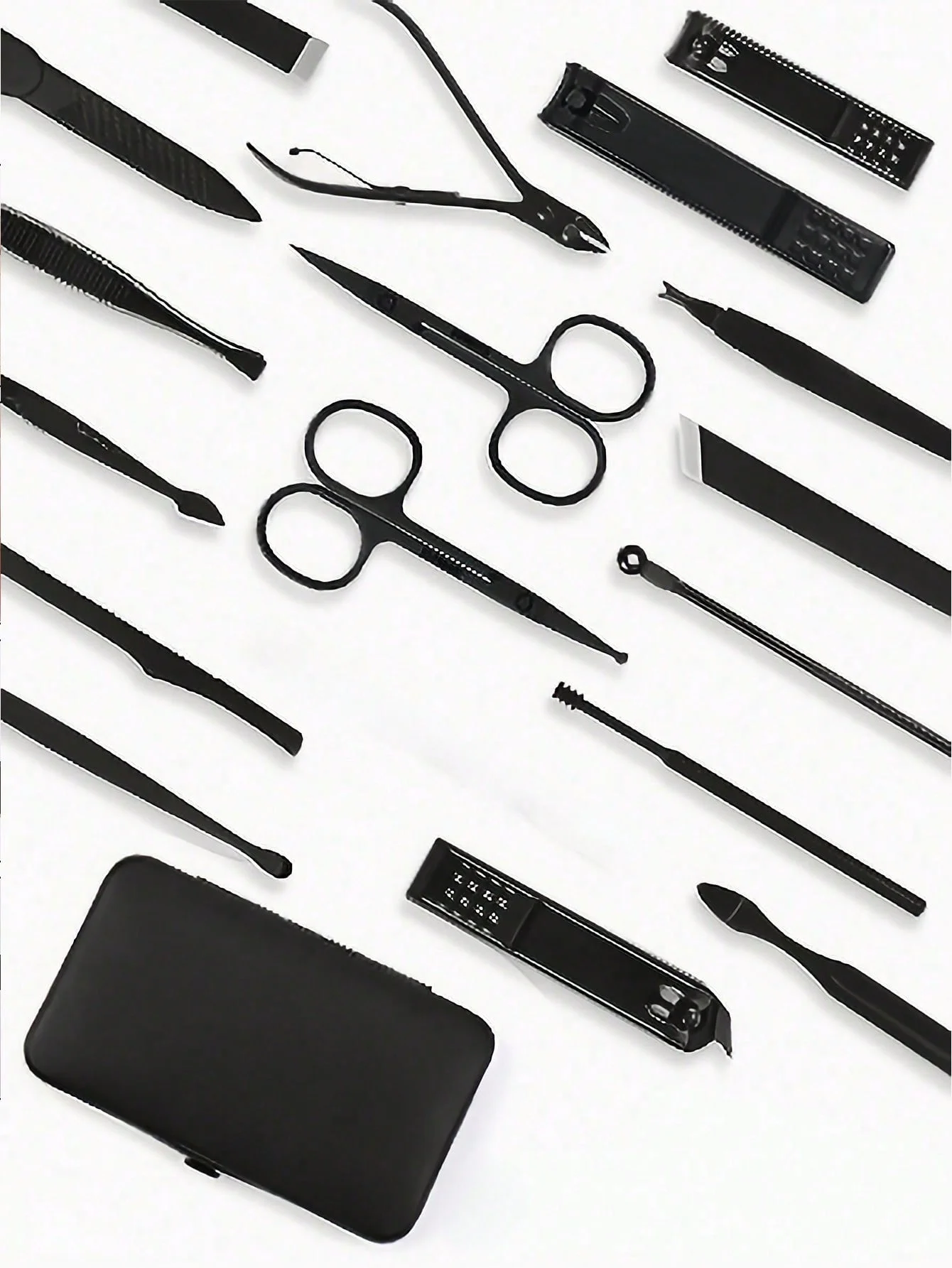 Nail Clipper Set Nail Care Kit Manicure Pedicure Kit Manicure Set Manicure Nail Clipper Set Nail Clippers Kit Manicure Set Stainless Steel with Black Leather Storage Case