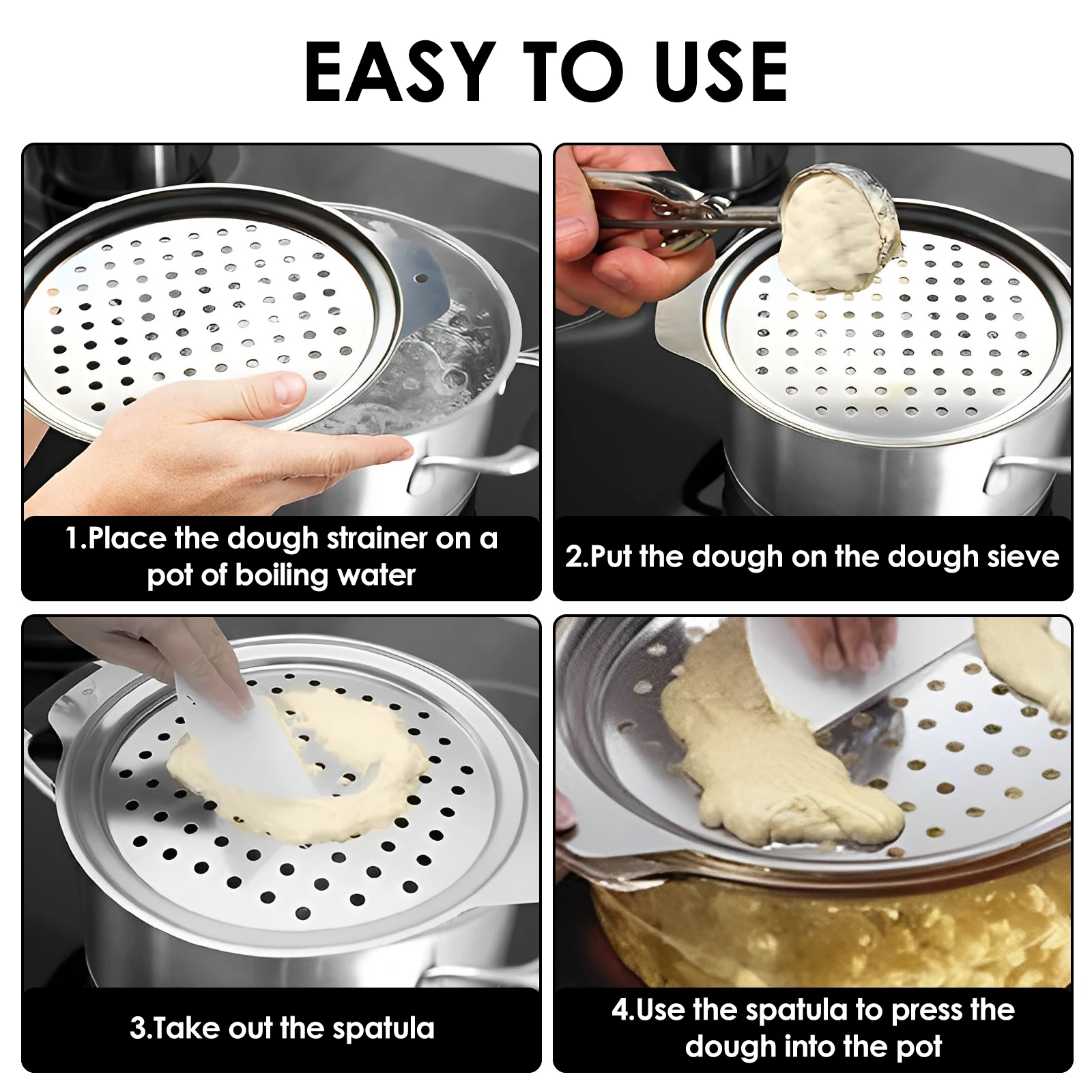 Stainless Steel Spaetzle Maker Lid with Scraper Practical Spider Strainer Skimmer Spoon German Spaetzle Maker Easy to Use