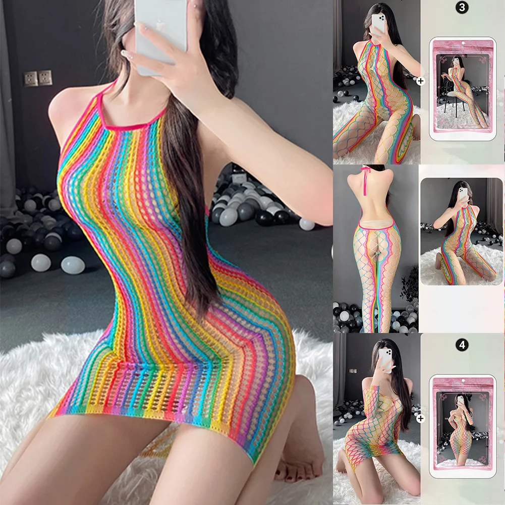 

Womens Hollow Out Body Stocking Bodysuit Sexy Fishnet Sleepwear Temptation Female Bikini Hombre Lingerie Thigh Highs Бикини