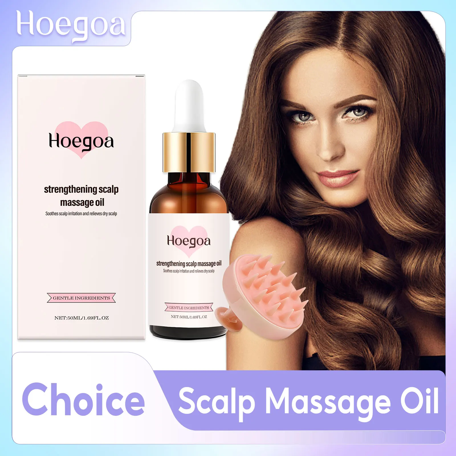 Rosemary Hair Essential Oil Repair Frizz Split Ends Damaged Hair Nourish Roots Stress Relief Scalp Massage Comb Smooth Oil