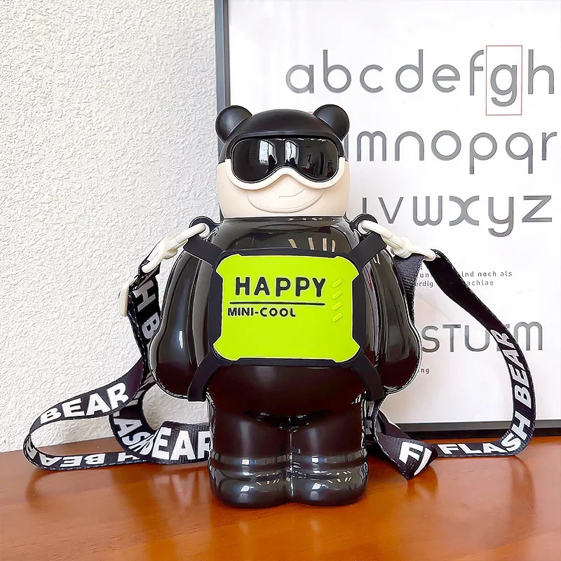 

Cute Bear Thermal Water Bottle Children Stainless Steel Water Cup Boy Girls Portable Water Bottles Kindergarten School Straw Cup