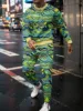 Retro Men's Round Neck Sports Set 3D Pattern Personalized Pullover Long Pants Sports Jogging Youth Fashion Set 6