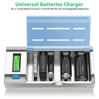 Portable Universal 6 Slots Independent Slot Battery Charger for 1.2V Ni-MH AA/AAA/C/D Size 9V Rechargeable Batteries EU/US Plug 6