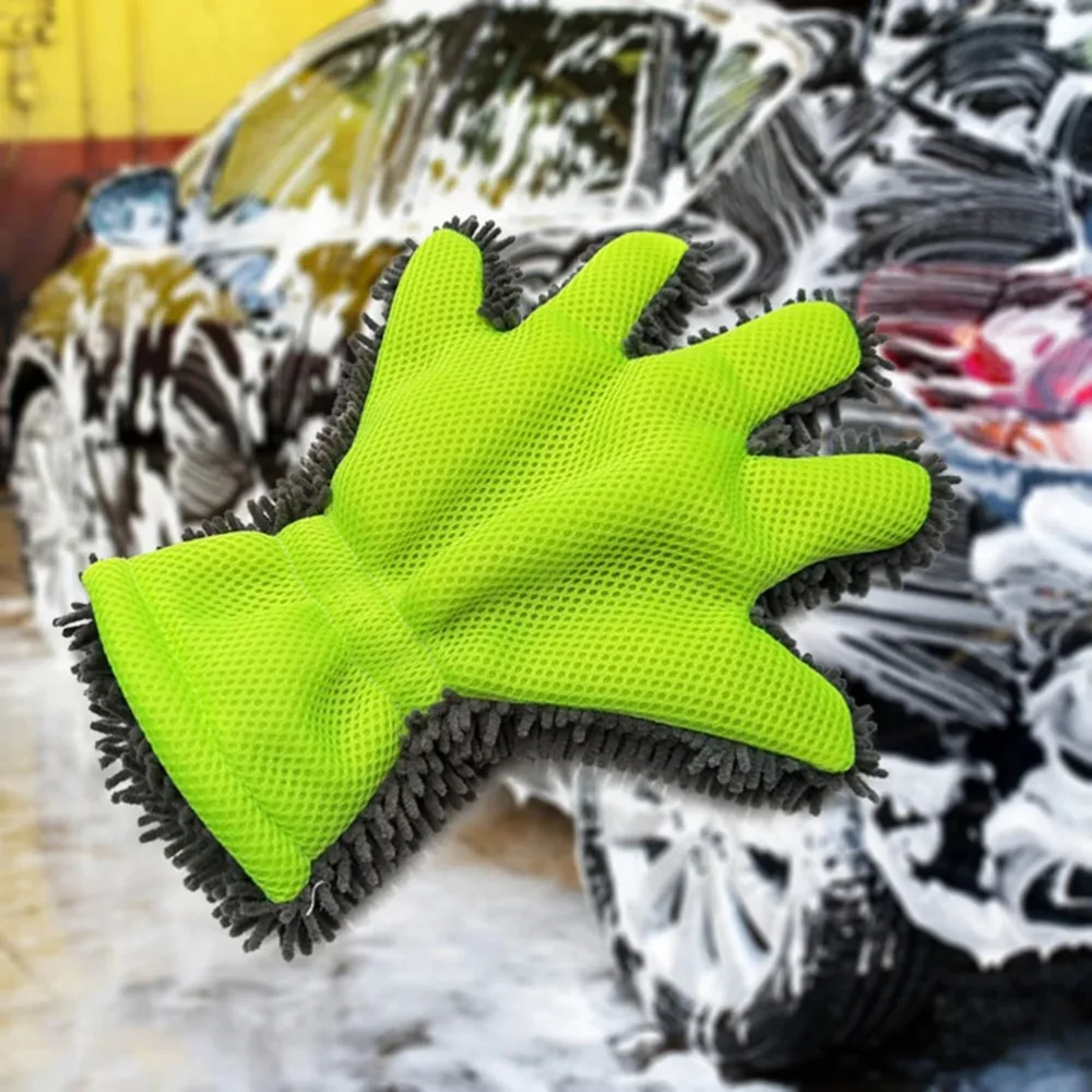 Premium 5-Finger Car Washing Gloves - Soft Microfiber Mitts for Effective Cleaning & Drying of Cars & Motorcycles