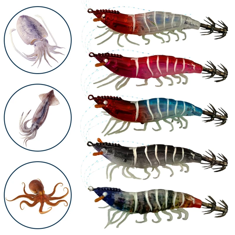 1pc Webfoot Octopus Egi Octopus Shrimp Bait Luminous Cuttlefish Horizontal Fishing Lure Short Arm Octopus Fishing Lure 쭈꾸미 에기