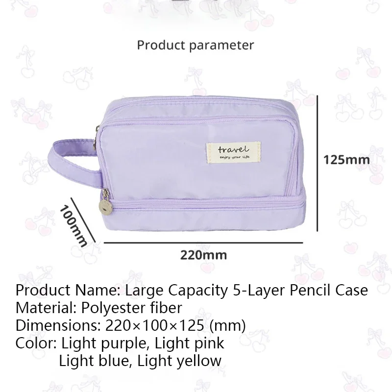 Girl Large Capacity Pencil Case Kawaii Aesthetic Pen Pouch 3 Compartments Organizer Korean Stationery School Supplies pencil cases pen storage bag stationery box