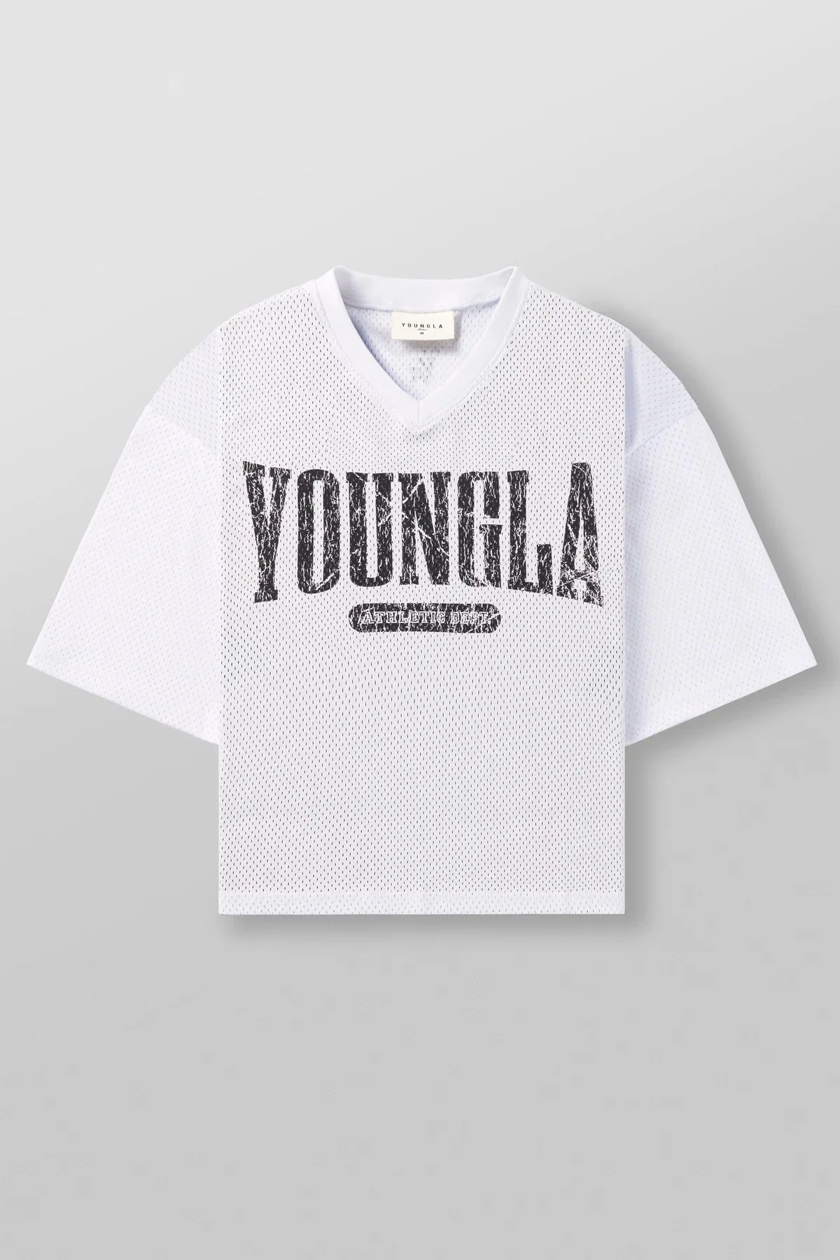 American fashion brand oversized T-shirt for men's sports fitness quick drying breathable large mesh printed short sleeved