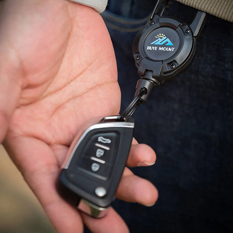 Retractable Buckle Keychain Multi-Functional for Outdoor Camping Hiking Anti-theft Retractable Wire Rope