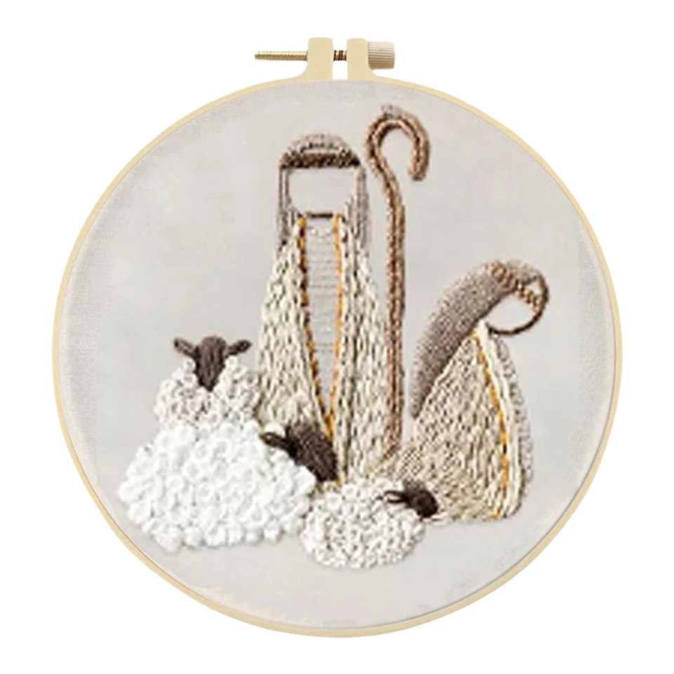 Nativity Cross Stitch Embroidery Kit with Hoop