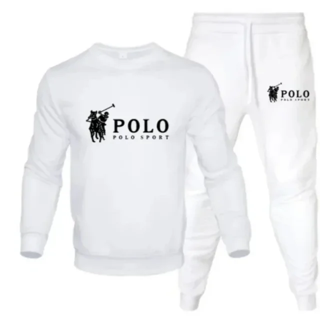 Sweat-shirt deux pièces à col rond pour hommes + pantalon de jogging, mode automne et hiver, fitness en plein air et ensemble de vêtements de sport décontractés 1
