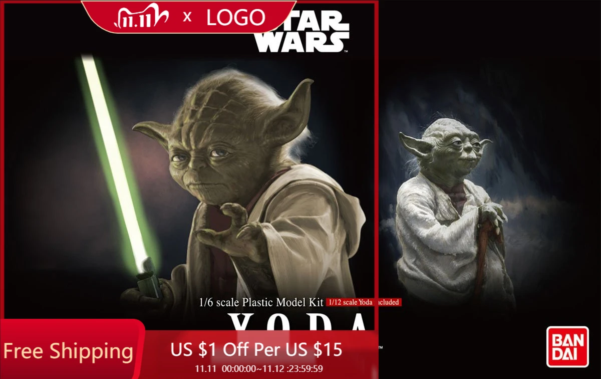 

Bandai Star Wars 1/6 And 1/12 The Empire Strikes Back Master Yoda Assembled Model Action Figure Decoration Toys Children's Gifts