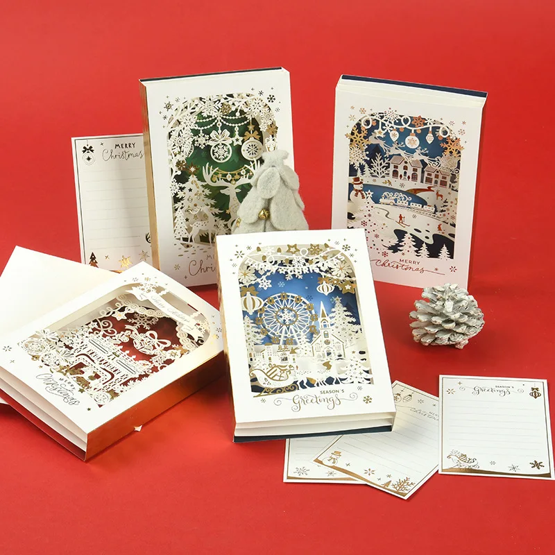 

New Christmas 3D Handwritten Greeting Card Creative DIY Small Card Bronzing Postcard Children's Kindergarten Christmas Eve Gift