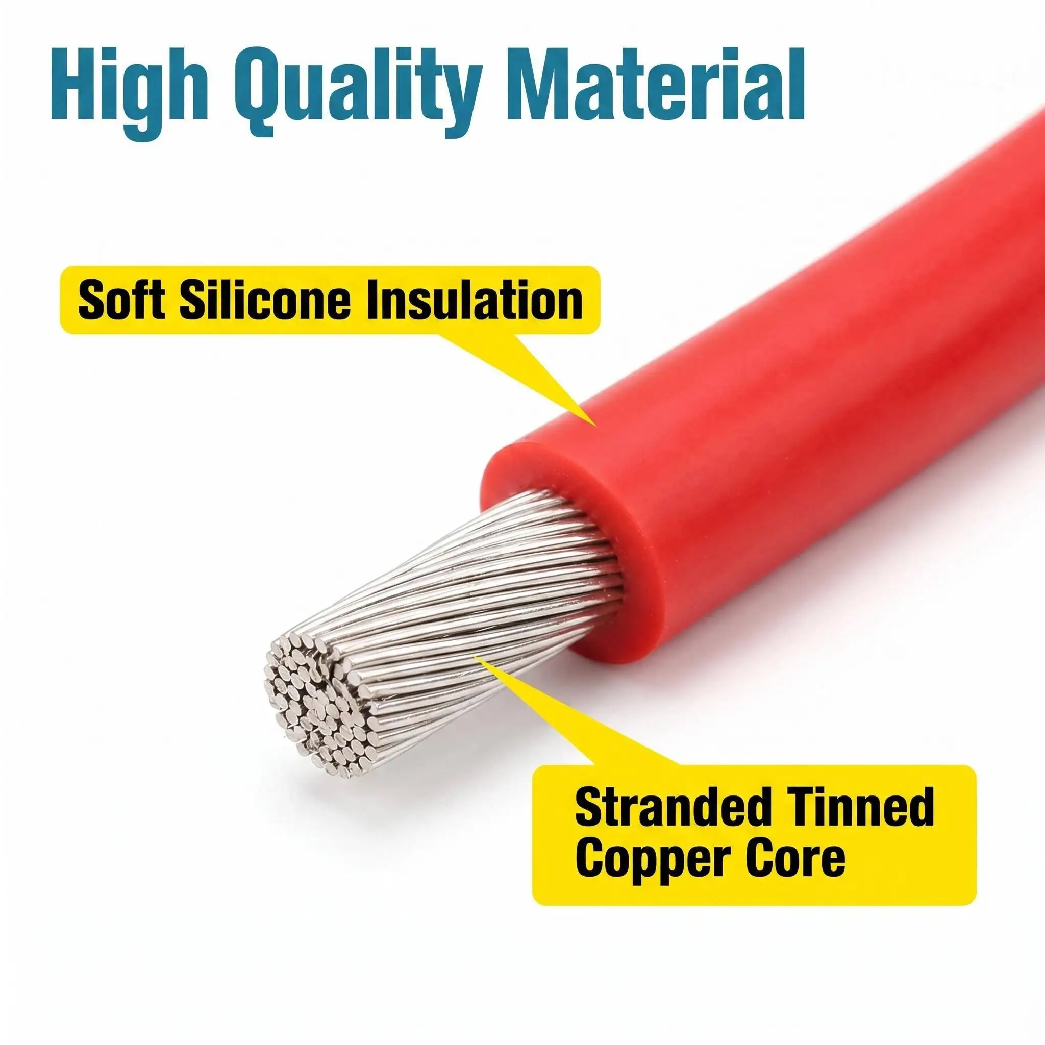 Plusieurs fils de câblage silicone de couleurs variées, 24-18 AWG 5 mètres pour modélisme et électronique, disposés en éventail.