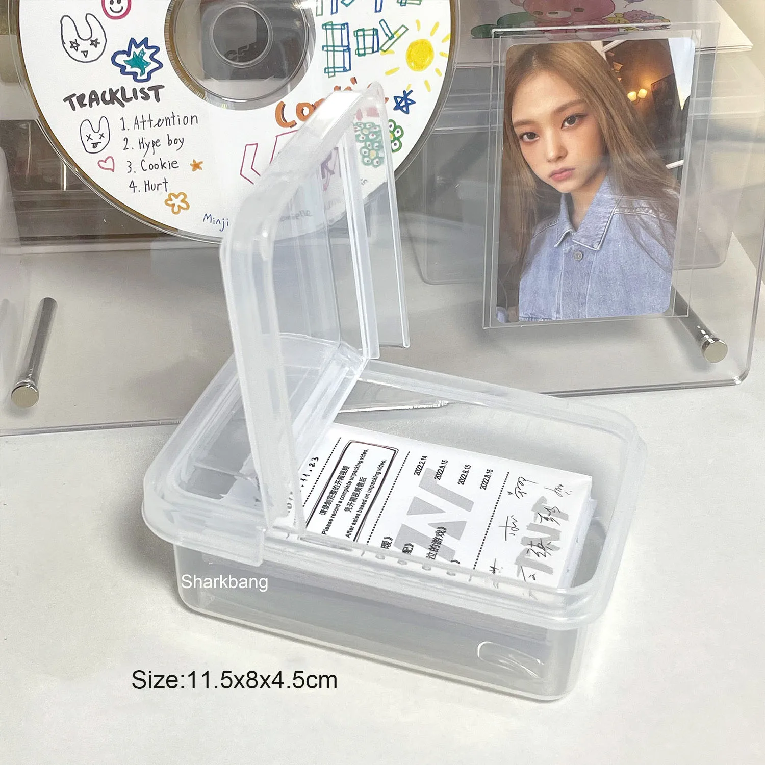 Sharkbang ABS Flip Storage Box Transparent Desktop Organizer Large Capacity Postcards Stickers Box Subpackage Holder Stationery desktop storage box stationery storage box