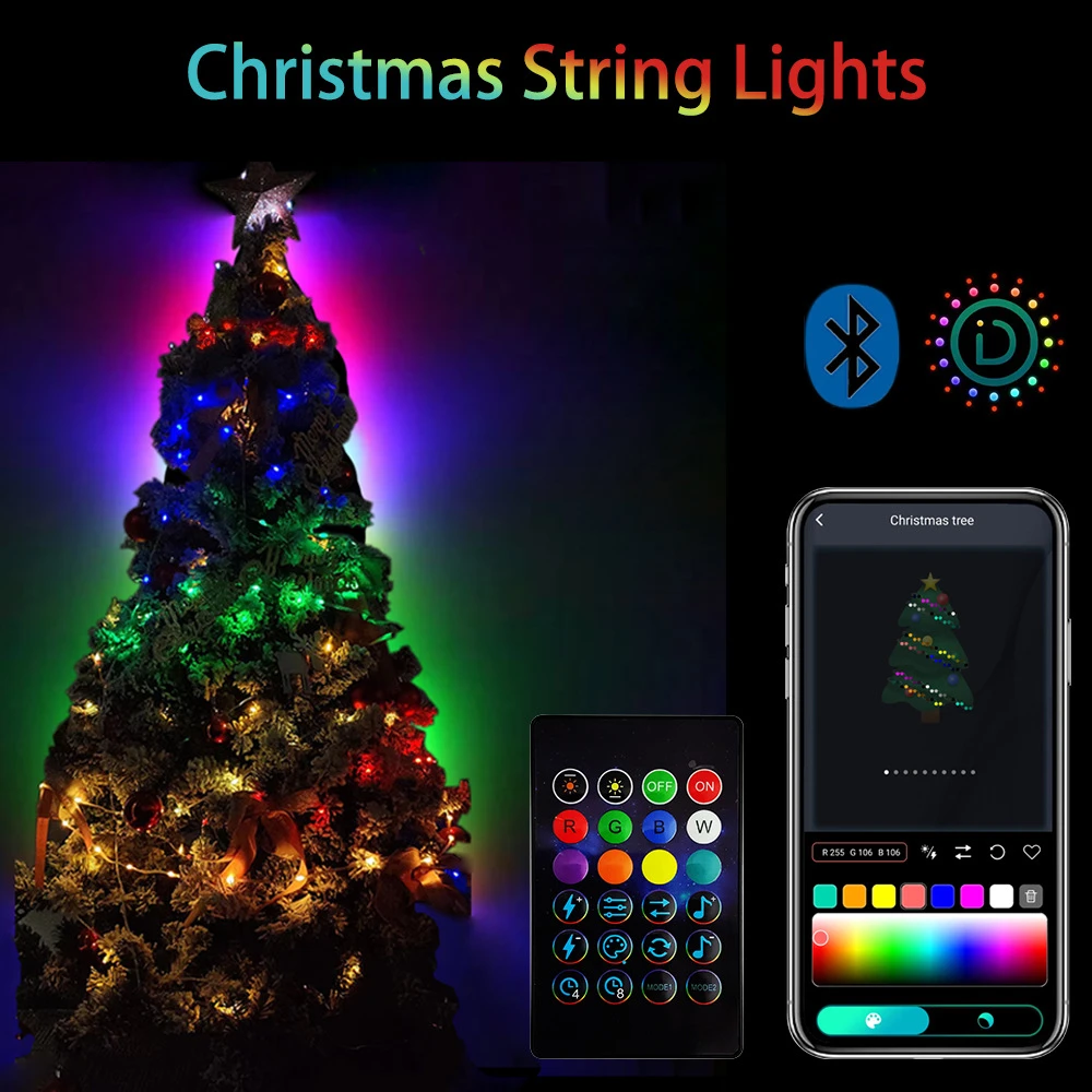 USB Bluetooth Smart String Lights Dream Color Addressable Party Christmas Lights Wedding Decor Garland Fairy Lamp