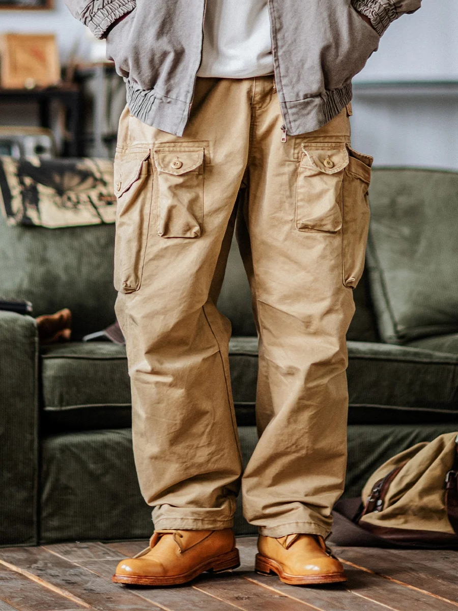 Retro American Sle Soldier Work Pants Men's Loose Fit Multi-ket Dad Jeans Trendy Casual Trousers Spring Autumn Youthful