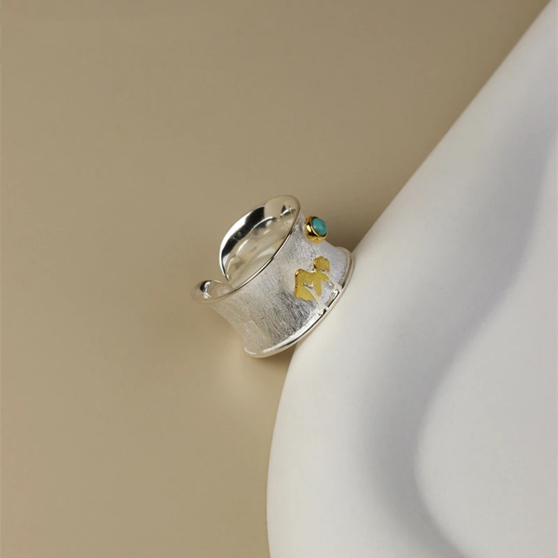 Silver Two Tone Plating Tree and Moon (Turquoise or Opal)