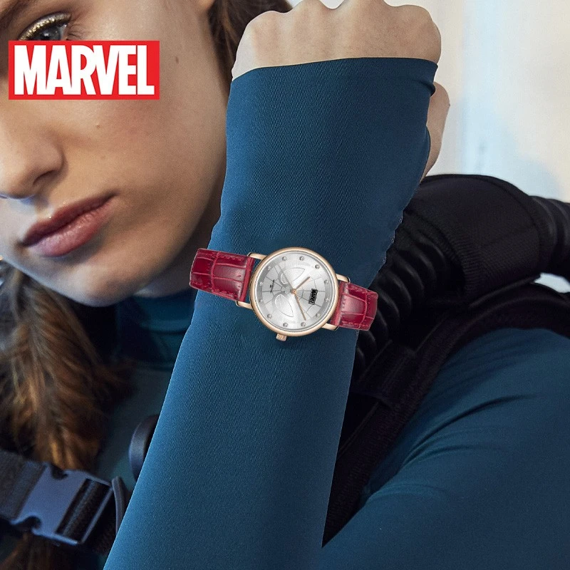 Disney Gift With Box Original Marvel Avengers Spider Man Luxury Women Quartz Watch Rhinstone Thin Case Relogio Masculino