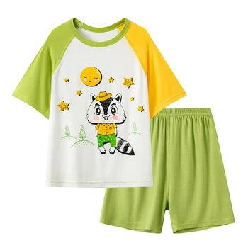 Kids Clothes Set Summer Modal for Boys Girls Sleepwear Clothing Suits 2PCS Pajama Suit Children Home Wear T-shirt Shorts Cartoon 3