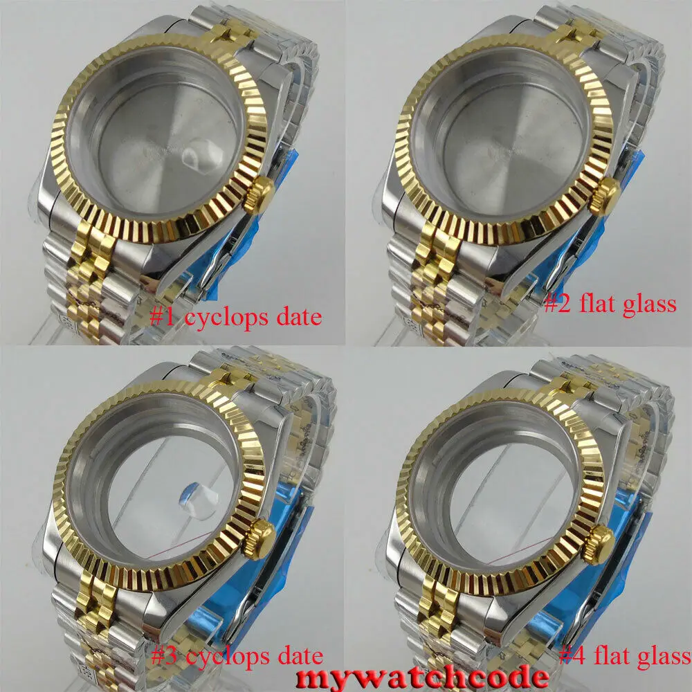 

40mm sapphire glass two tone Watch Case fit NH35 NH36 Miyota 8215 ETA 2824 2836 Movement jubilee bracelet