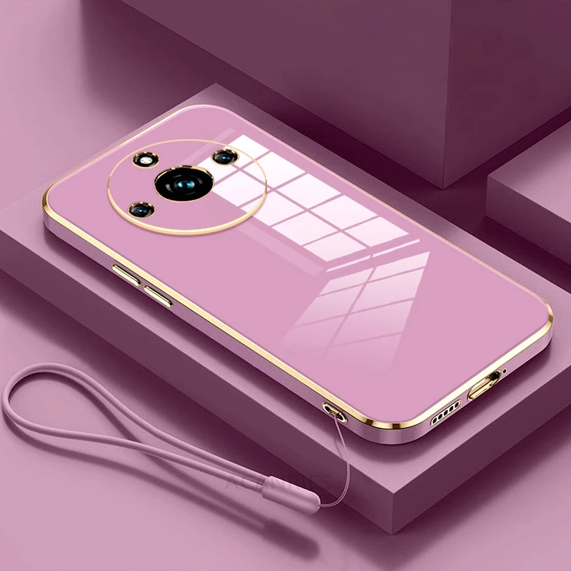 Luxury Plating Lanyard Silicone Phone Case - Elegant Protective Back Cover