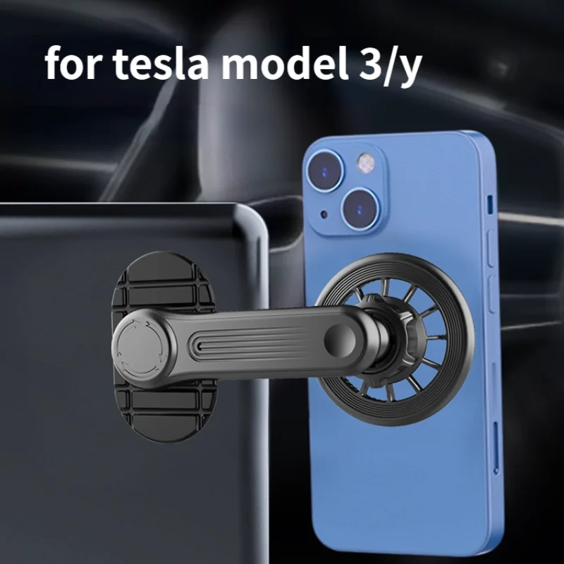 Soporte Magnético Magsafe Para Coche, Compatible Con Tesla Model 3/Y Y Otros Coches Con Pantalla De 10-15 Mm – Sin Pegamento, Ajuste Con Botón Y 12 Imanes Fuertes