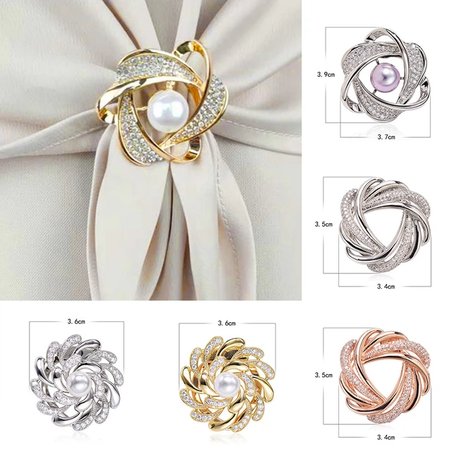Fashion Flowers Brooch Scarf Buckle Bouquet Crystal Rhinestone Scarf Clips  for Women Jewelry - AliExpress