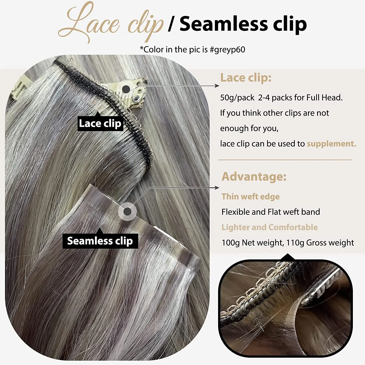 Full Shine Seamless Clip in Hair Extensions Human Hair 8Pcs 120G Clip In Human Extensions Ombre Blonde Color PU Remy Weft hair extensions