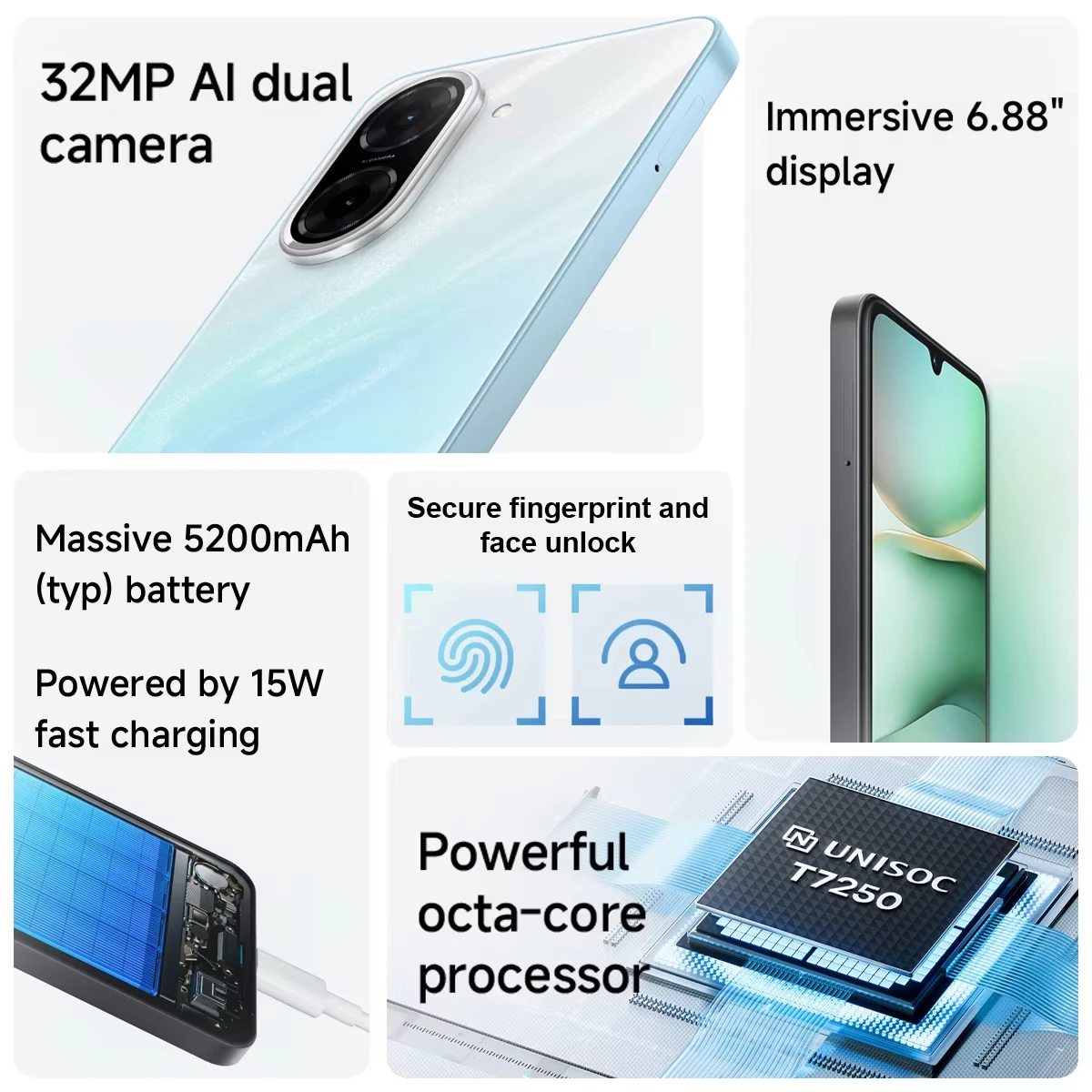 Xiaomi Redmi A5 Smartphone Global Version 5200mAh Battery 6.88" display UNISOC T7250 32MP AI Dual Camera 15W Fast Charging