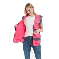 Pink High Visibility Vest with Pockets